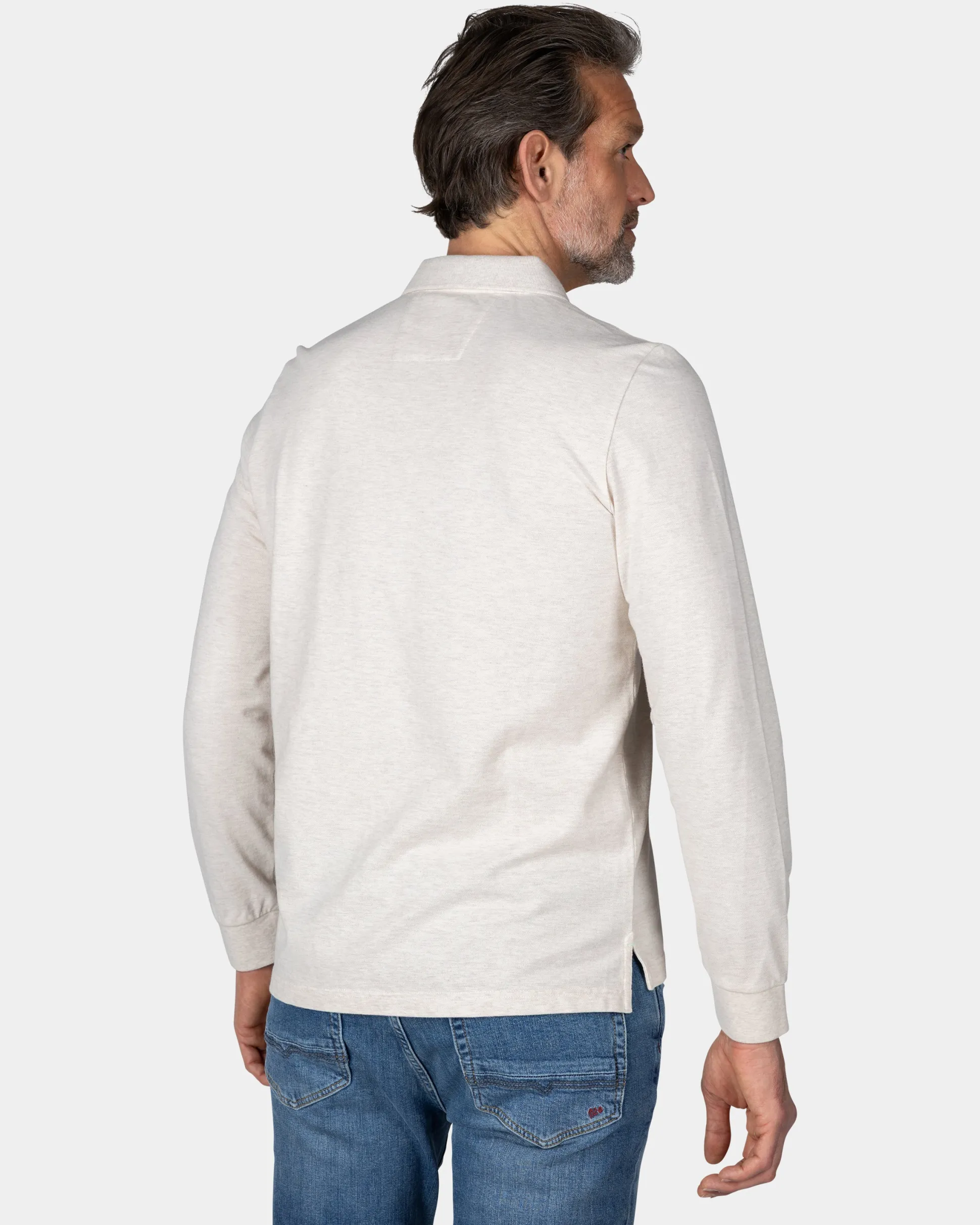 Long sleeve cotton beige polo