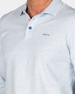 Long sleeve cotton blue polo