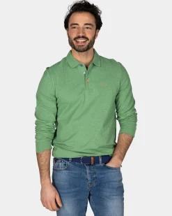 Long sleeve cotton green polo