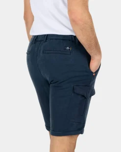 Lyocell cotton cargo shorts - Key Navy