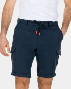 Lyocell cotton cargo shorts - Key Navy