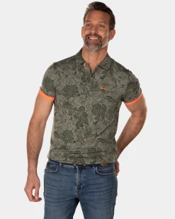 Lyocell flowerprinted polo shirt - High Summer Army
