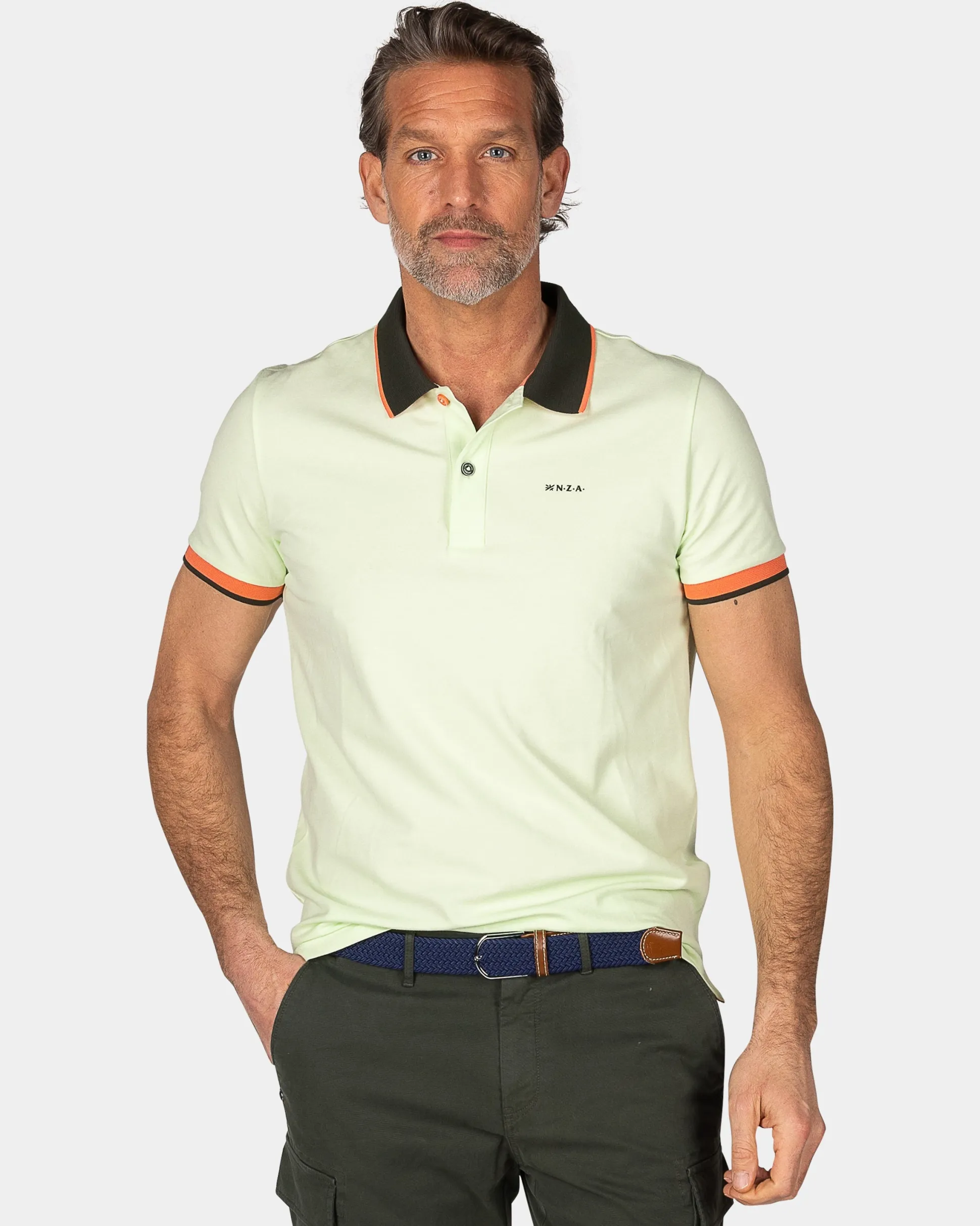 Mint Green Polo with Blue Collar