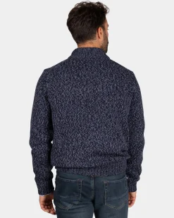 Mottled dark blue wool pullover - Winter Navy