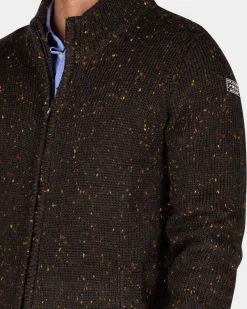Mottled dark brown wool cardigan - Dark Mocca