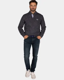 Mottled dark brown wool pullover - Dark Mocca