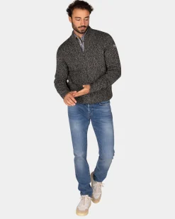 Mottled gray wool cardigan - Ash Grey