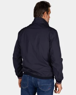 Navy bomber jacket with stretch