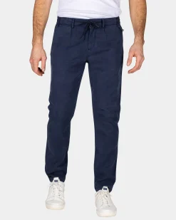 Navy chino with drawstring at the waist