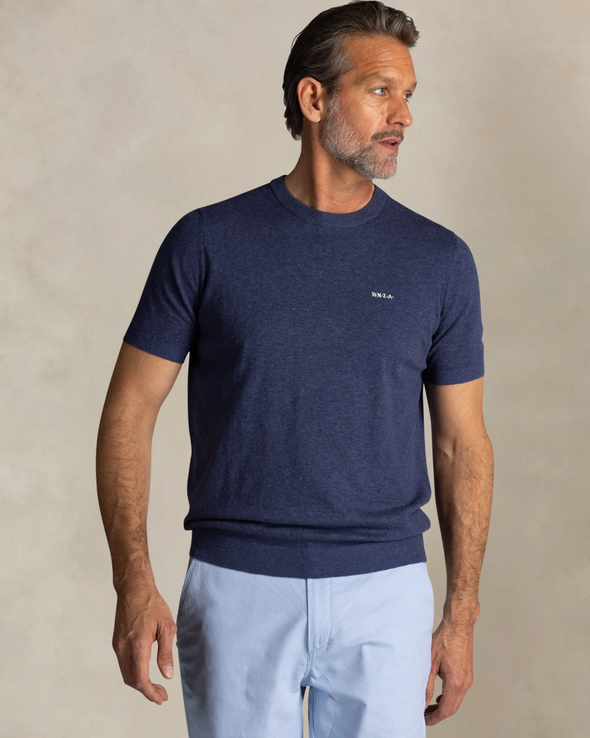 Navy cotton crew neck sweater