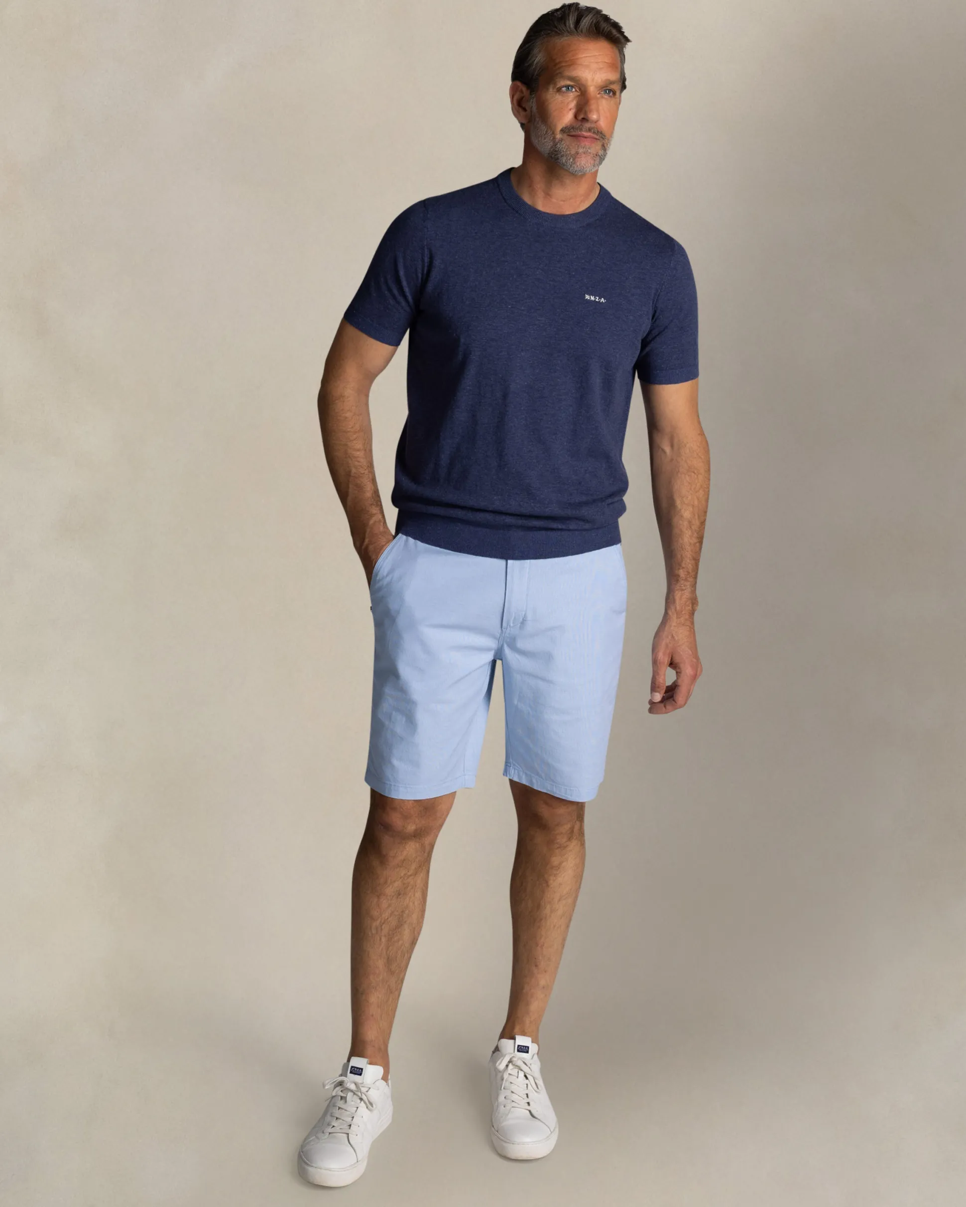 Navy cotton crew neck sweater