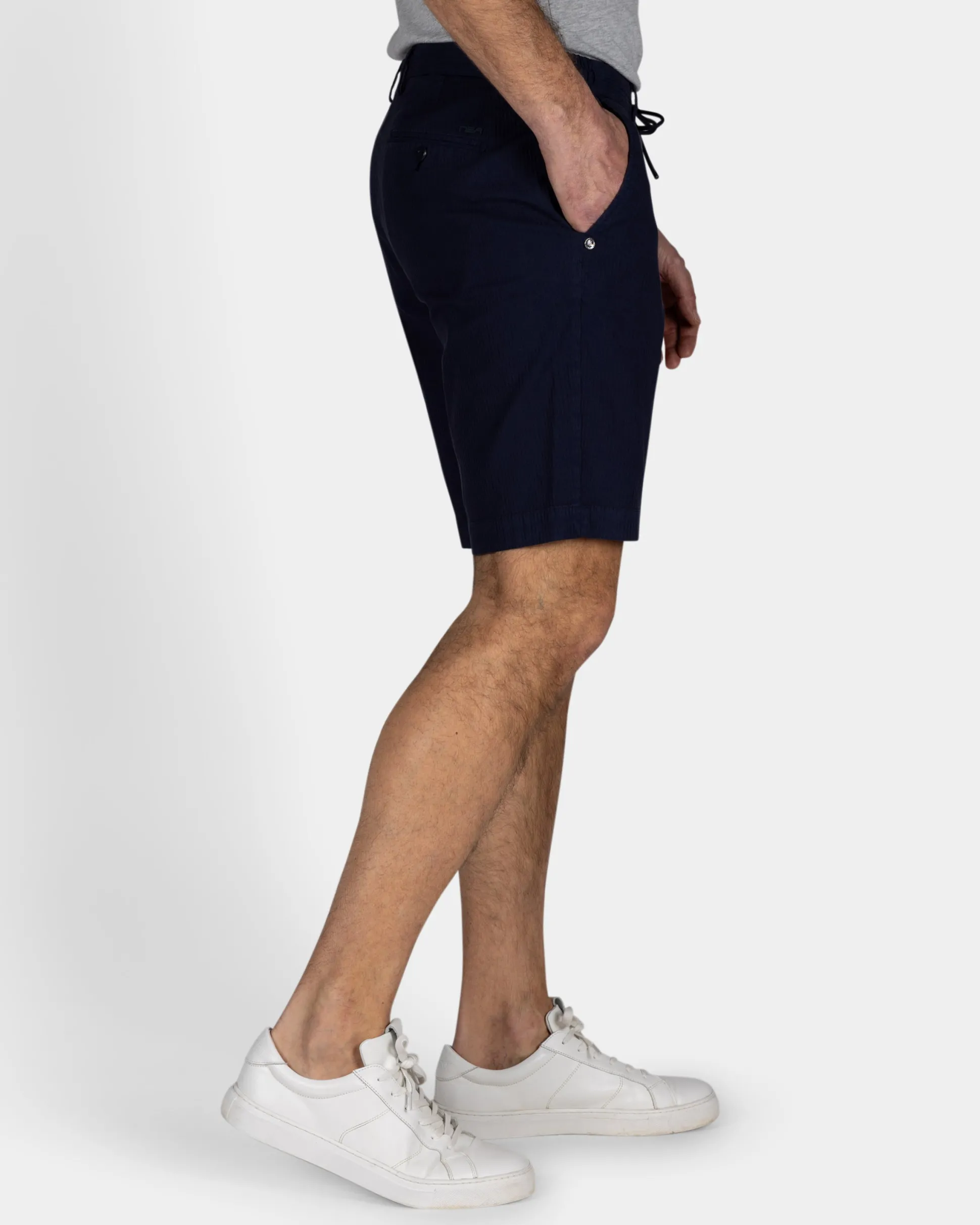 Navy Cotton Shorts with Stretch