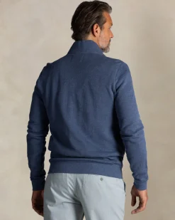 Navy full zip cotton sweater