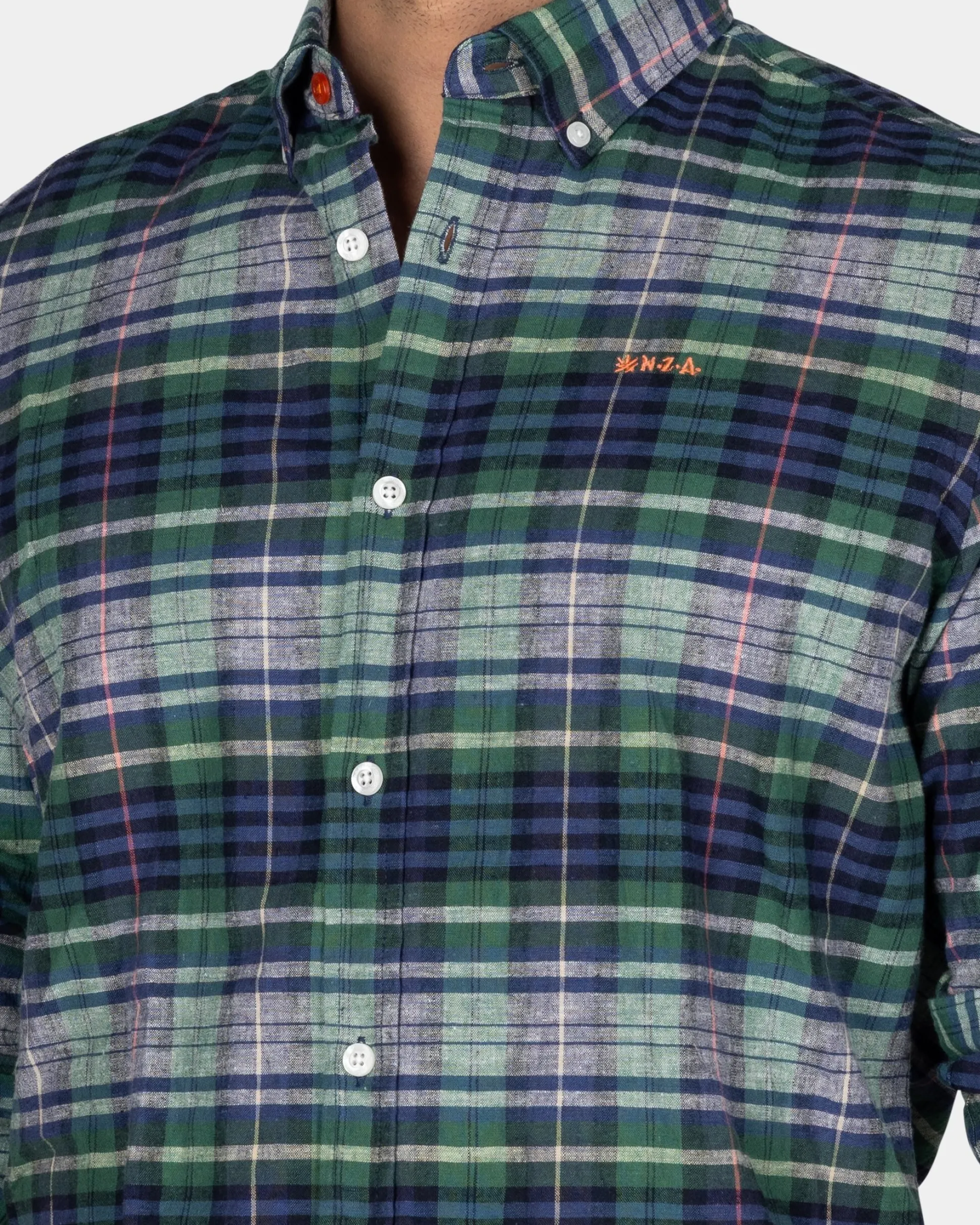 Navy Green Purple Checked Shirt