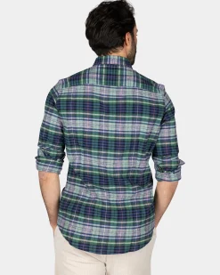 Navy Green Purple Checked Shirt