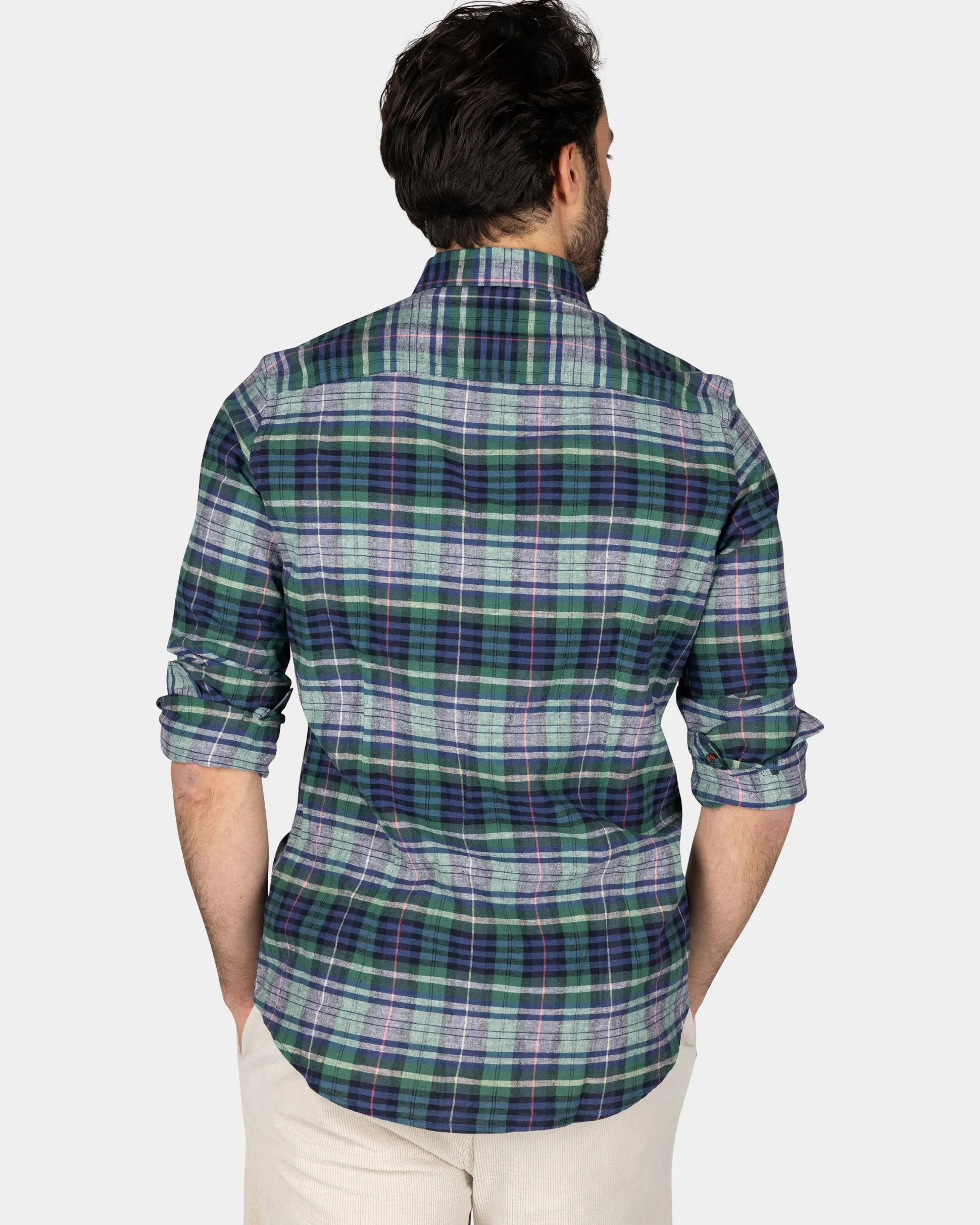 Navy Green Purple Checked Shirt