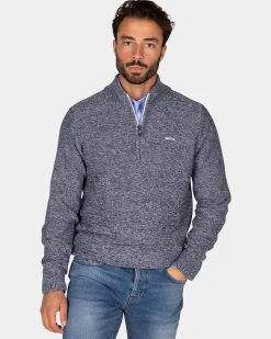 Navy knitted half-zip pullover - Winter Navy
