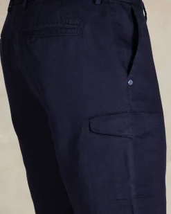 Navy linen cargo shorts