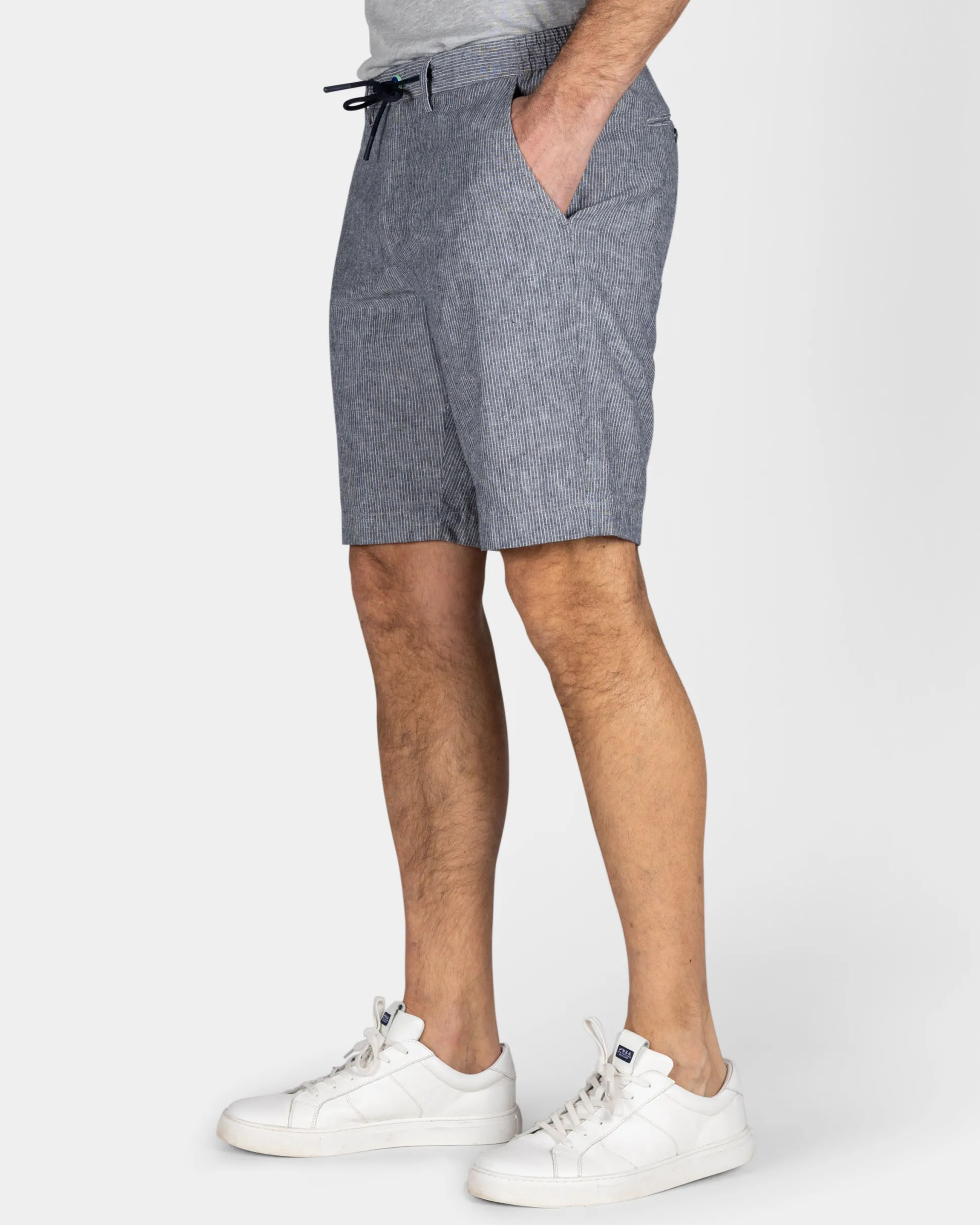 Navy Linen Cargo Shorts