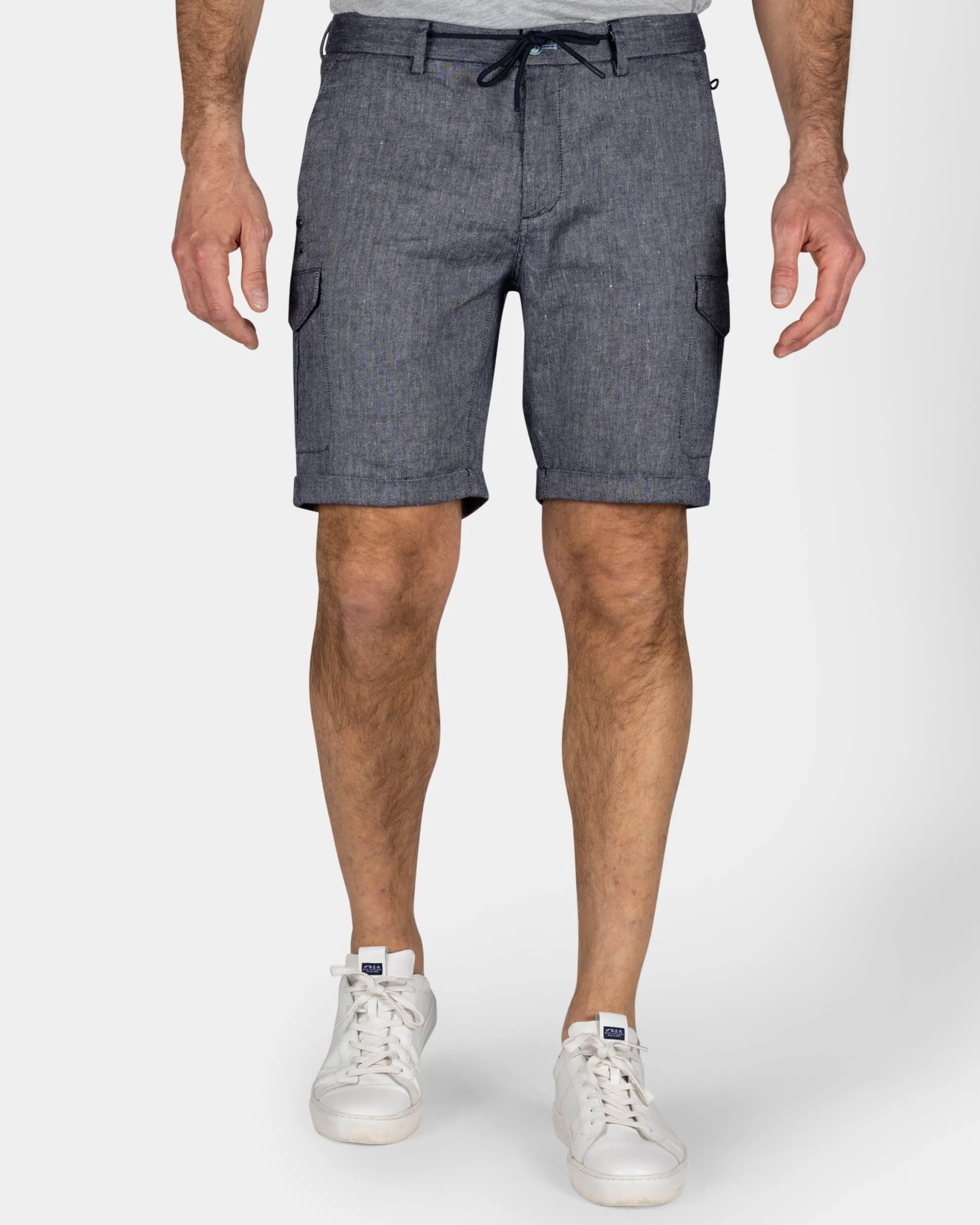 Navy Linen Chino Shorts