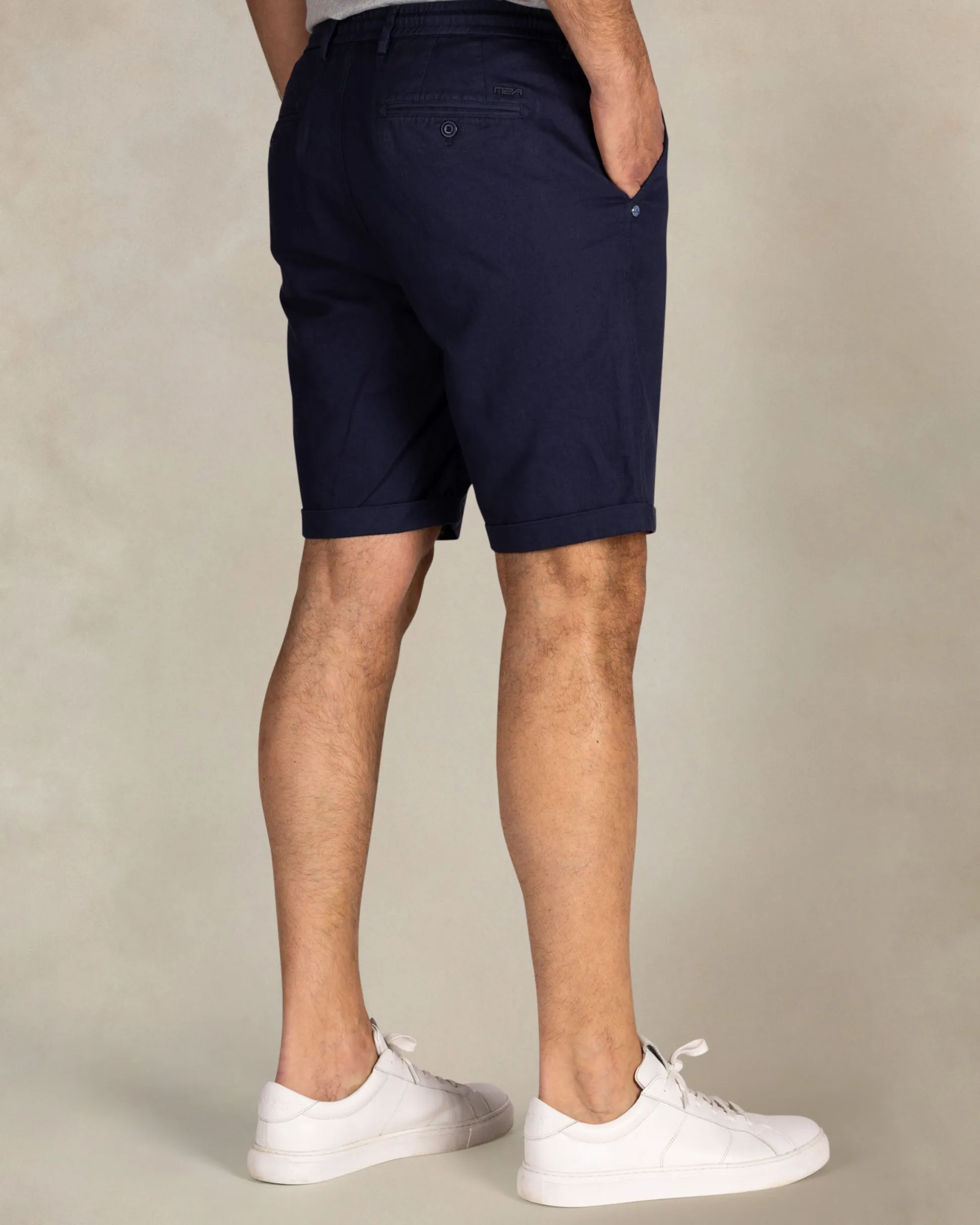 Navy linen chino shorts