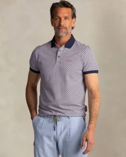 Navy polo with graphic print