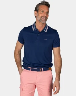 Navy Polo with Striped Collar