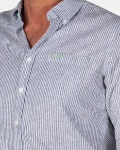 Navy striped linen shirt