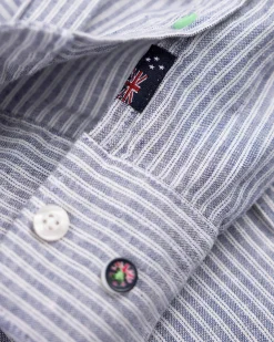 Navy striped linen shirt
