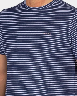 Navy T-Shirt with Small White Stripe