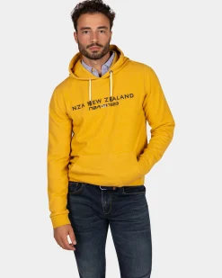 Ochre yellow hoodie with logo - Warm Ocre