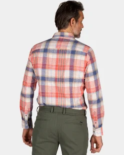 Orange and blue checked shirt