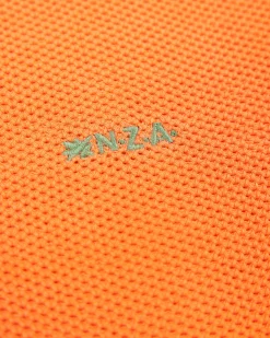 Orange basic pullover with half zipper