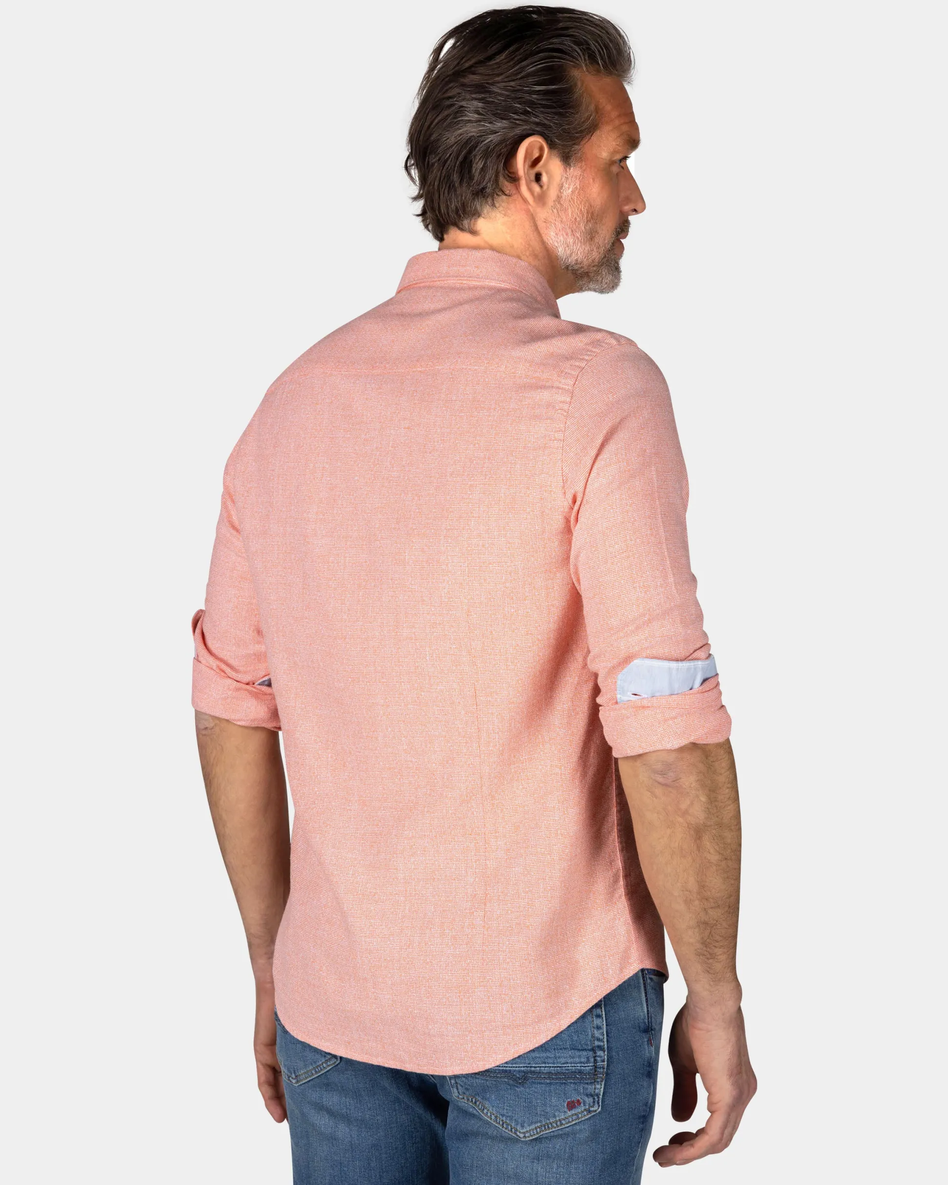 Orange linen shirt with stretch