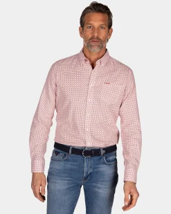 Orange printed linen shirt