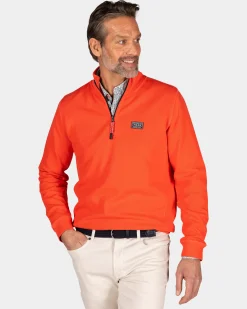 Orange pullover with half zip