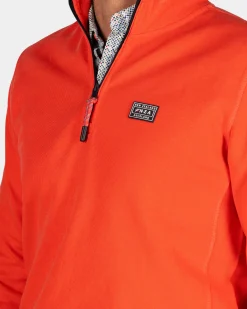 Orange pullover with half zip