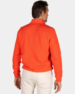 Orange pullover with half zip