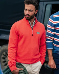 Orange pullover with half zip