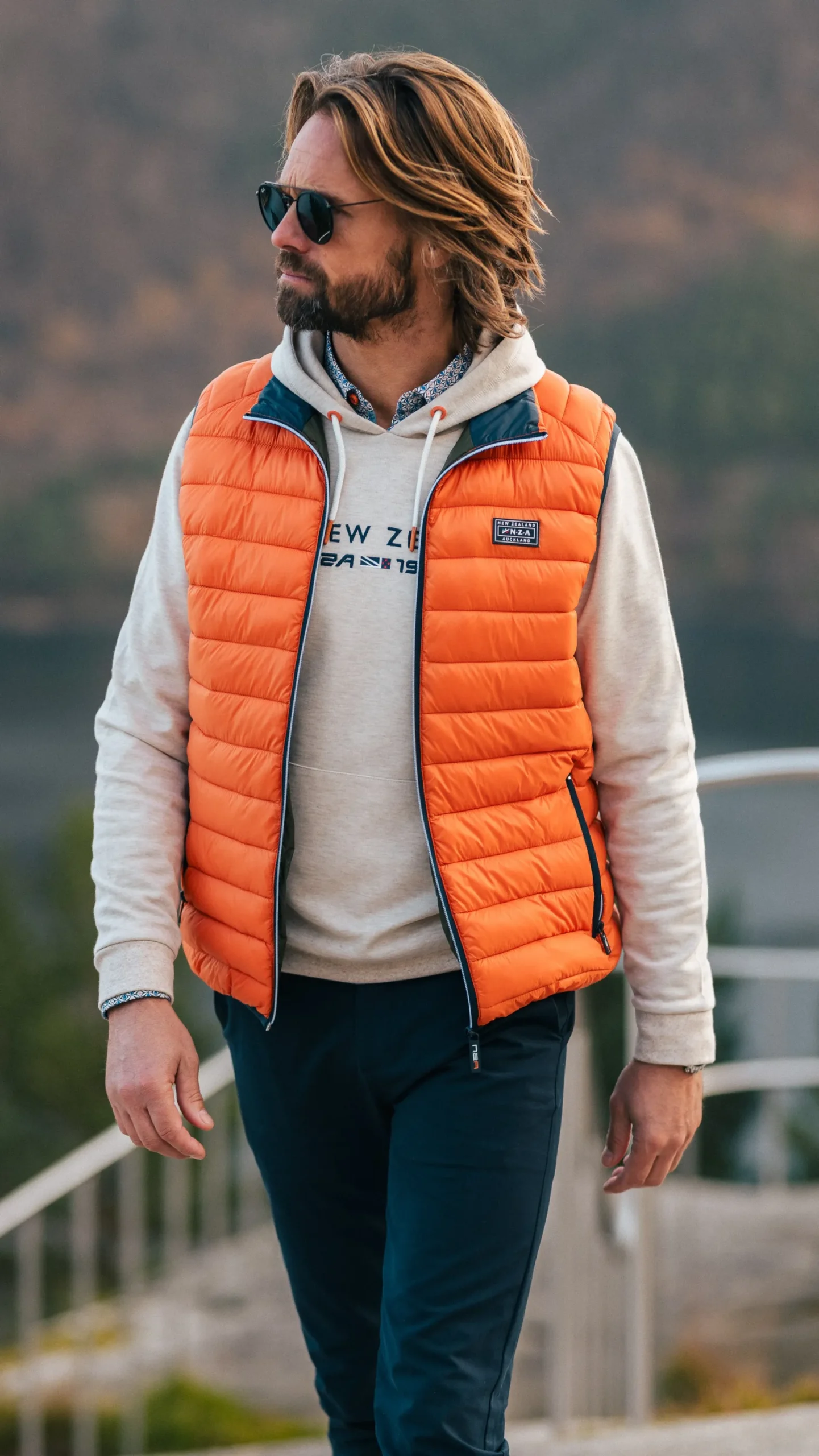 Orange quilted bodywarmer - Almond Orange