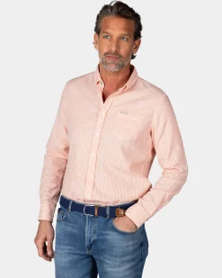 Orange striped linen shirt