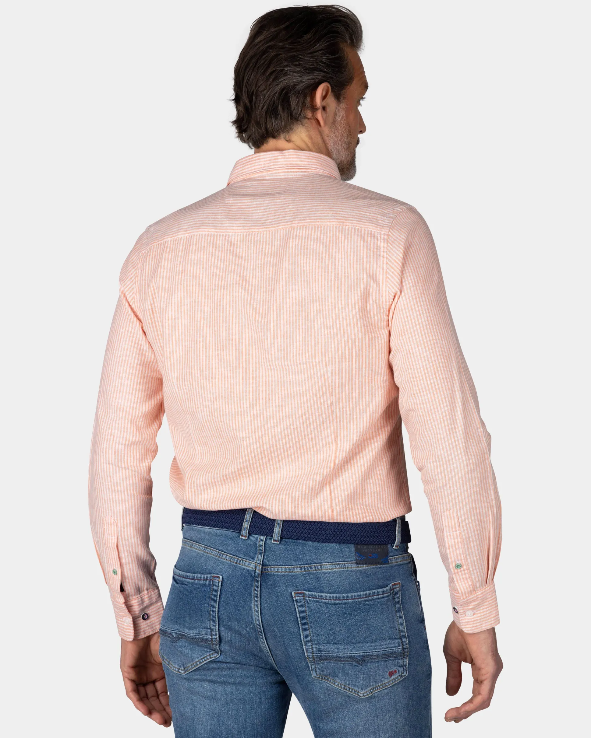 Orange striped linen shirt