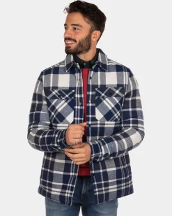 Padded checkered overshirt Opihi - Steady Navy