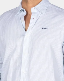 Pastel Blue Linen Shirt with Elastane