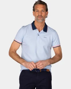 Pastel Blue Polo with Blue Collar