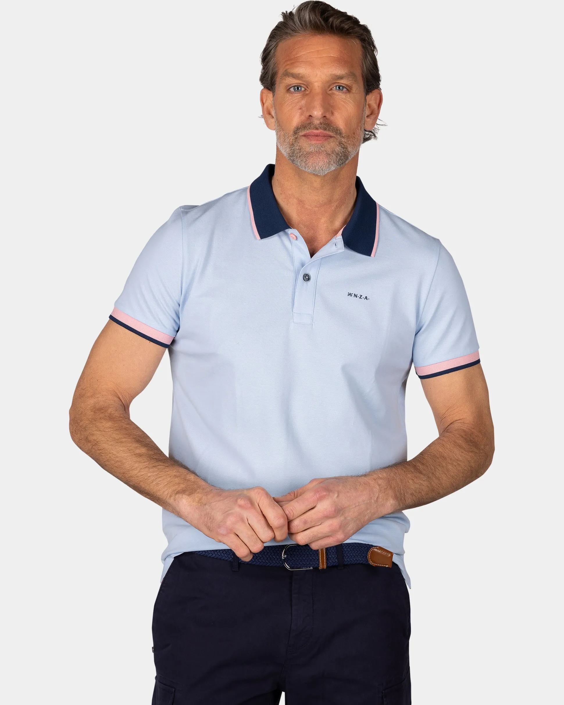 Pastel Blue Polo with Blue Collar