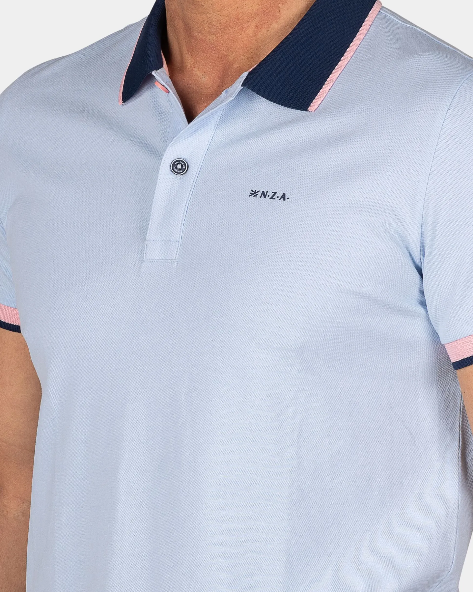 Pastel Blue Polo with Blue Collar