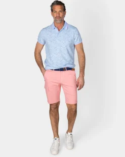 Pastel Blue Polo with Leaf Print