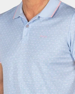 Pastel Blue Polo with Pink Details