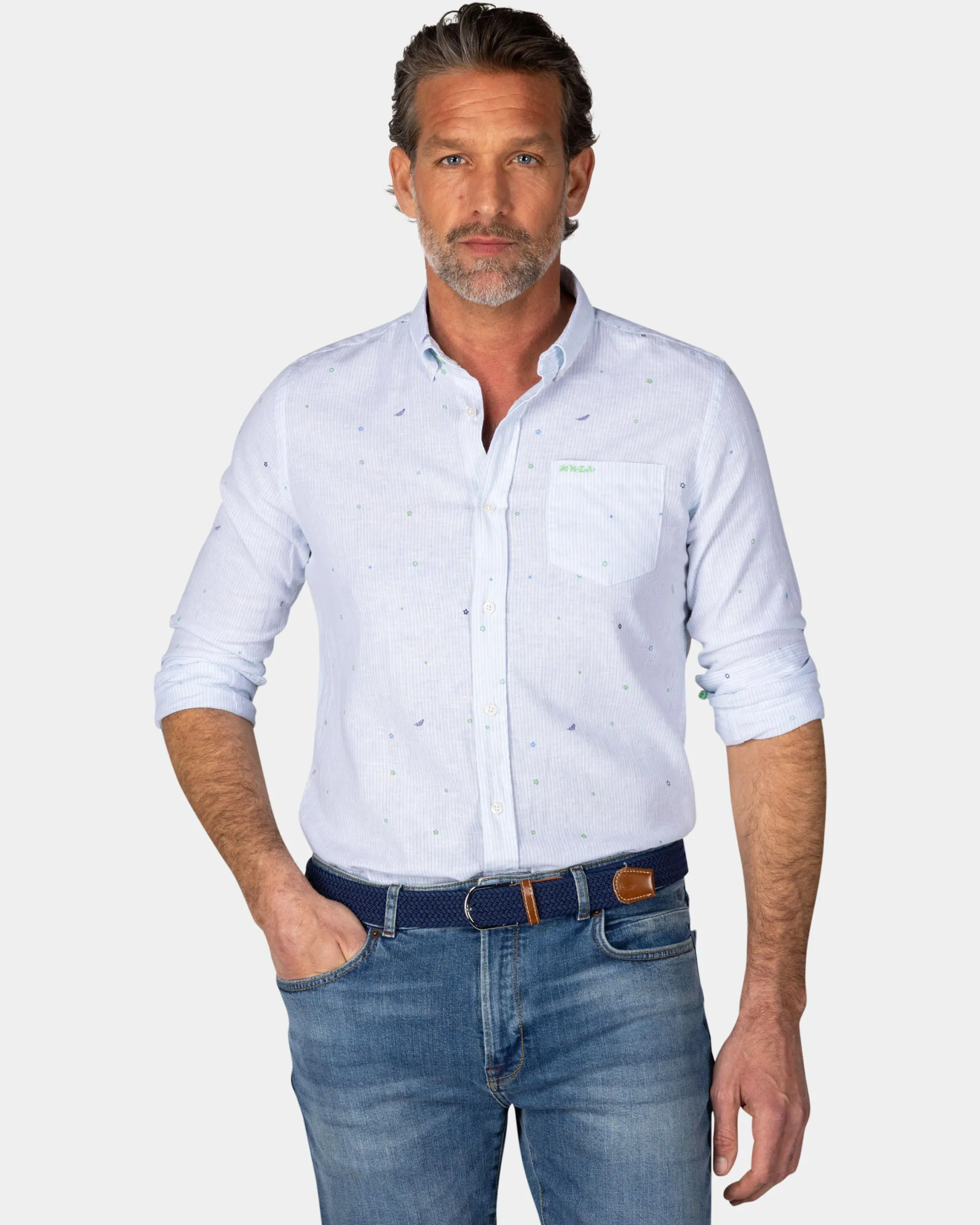 Pastel blue shirt with linen